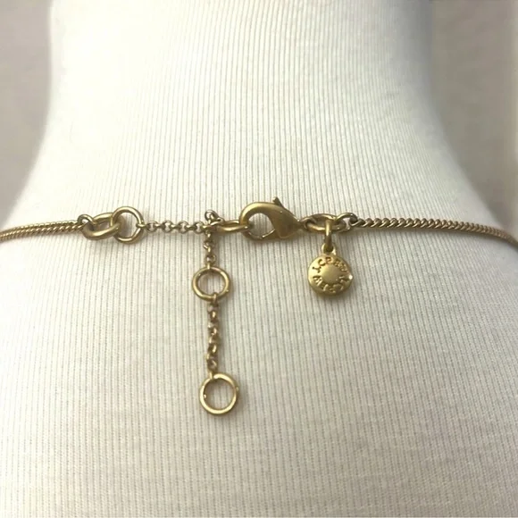 J. Crew necklace gold tone clear gemstone designer fashion statement diamond - Picture 4 of 4